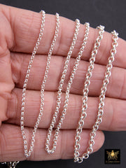 14 K Gold Filled Rolo Chains, 2 mm 2.2 mm 3.7 mm 925 Sterling Silver, Thick Unfinished