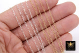 14 K Gold Filled Figaro 1/1 Chains, 925 Sterling Silver Figaro Paperclip Chain