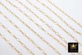 14 K Gold Filled Paperclip Jewelry Chains, 4.8 mm 925 Sterling Silver CH# 904, Drawn Flat Rolo