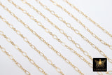 925 Sterling Silver Paperclip Jewelry Chains, 4.8 mm 14 K Gold Filled CH #805, Drawn Flat Rolo