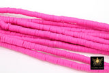 2 Strands 6 mm Clay Flat Beads, Pink Fuchsia Heishi beads in Polymer Clay Disc CB #216, Rondelle Stone Beads