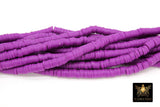 2 Strands 6 mm Clay Flat Beads, Purple Heishi beads in Polymer Clay Disc CB# 215, Violet Rondelle Multi Color