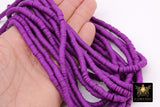 2 Strands 6 mm Clay Flat Beads, Purple Heishi beads in Polymer Clay Disc CB# 215, Violet Rondelle Multi Color
