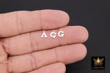 925 Sterling Silver Letter Charms, 6 x 8 mm Silver Alphabet Letters # 2463, Minimalist Block Name Letters