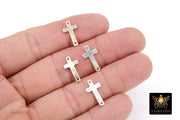 14 K Gold Filled Cross Connector, 925 Sterling Silver Cross Links #2478, 9 x 16 mm Rosary Center Charms