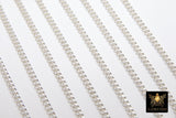 925 Sterling Silver Curb Chain, 4 mm Dainty Curb Chain CH #833, Silver Unfinished Cable Jewelry 3.2 mm Chain