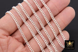 925 Sterling Silver Curb Chain, 4 mm Dainty Curb Chain CH #833, Silver Unfinished Cable Jewelry 3.2 mm Chain