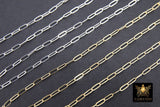 925 Sterling Silver Paperclip Chain, 5.2 mm 14 K Gold Filled Rectangle Drawn Chains CH #853, Unfinished Oval Chains