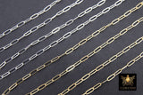 925 Sterling Silver Paperclip Chain, 5.2 mm 14 K Gold Filled Rectangle Drawn Chains CH# 853, Unfinished Oval Chains CH# 753