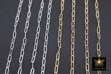 925 Sterling Silver Paperclip Chain, 5.2 mm 14 K Gold Filled Rectangle Drawn Chains CH# 853, Unfinished Oval Chains CH# 753