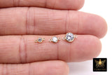 14 K Gold Filled Solitaire Connectors, 3 mm 4 mm or 6 mm Cubic Zirconia Necklace Charms, Genuine 14 20 Gold CZ Links