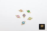 14 K Gold Filled Birthstone Connectors, Top Quality CZ 4 mm Bezel Links # 2901, Permanent Jewelry Findings