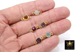 Square Gemstone Connectors, 6 mm Birthstone Connectors # 3108, Gold Plated 925 Sterling Silver