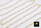 Dainty Pearl Chain: Gold Wire Wrapped, 4mm Freshwater White Beaded Chain