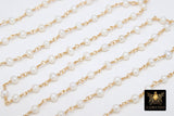 Natural Pearl Rosary Chain, 4 mm Freshwater Beaded Rosary Chain CH #540, Gold Wire Wrapped