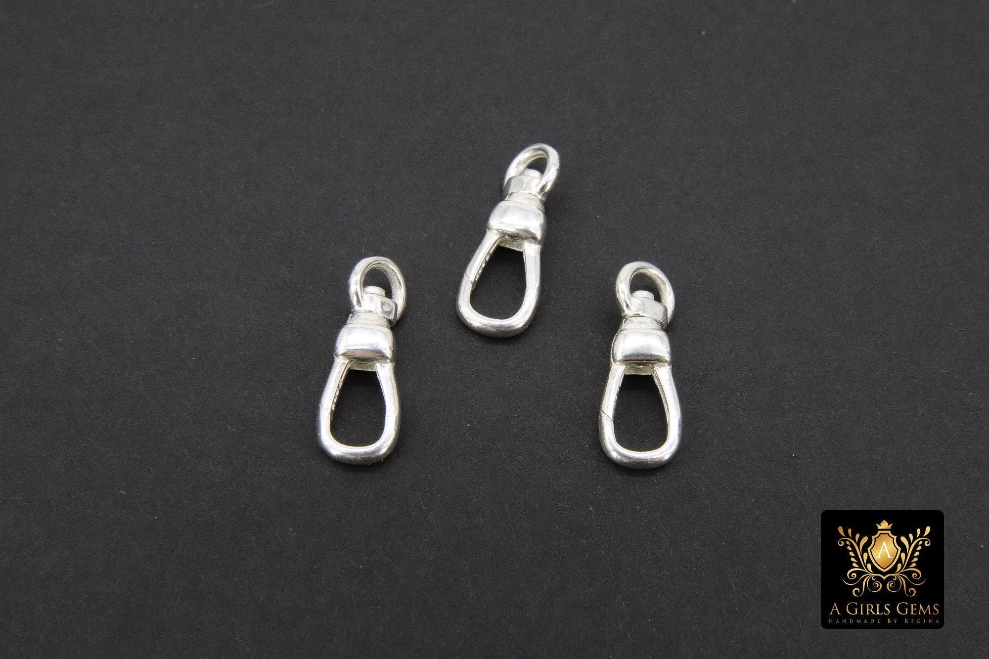 925 Sterling Silver Swivel Clasp, 6 x 17 mm Push Clasp #2803, Stamped 925 Fob Clasp