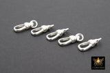 925 Sterling Silver Swivel Clasp, 6 x 17 mm Push Clasp #2803, Stamped 925 Fob Clasp