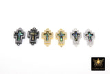 CZ Pave Cross Shell Connector, Cross Black Shell Links #389, 10 x 18 mm Gold Silver Abalone