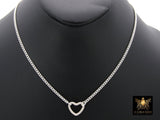 Heart Clasp Choker, Silver Curb Chain Heart Carabiner Clip Choker, Everyday 925 Sterling Silver Link Choker