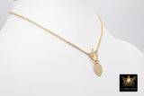 Heart Toggle Necklace, Genuine 14 K Gold Filled Rolo Chain Choker #3426, Everyday 14 20 Chain Link Choker