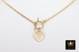 Heart Toggle Necklace, Genuine 14 K Gold Filled Rolo Chain Choker #3426, Everyday 14 20 Chain Link Choker