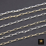 925 Sterling Silver Paperclip Chain, 5.4 mm 14 K Gold Filled Drawn Chains CH #854, Unfinished Rectangle Oval Chains CH #754