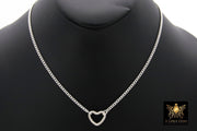 Heart Clasp Choker, Silver Curb Chain Heart Carabiner Clip Choker, Everyday 925 Sterling Silver Link Choker