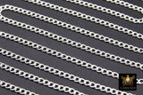 925 Sterling Silver Curb Chain, 5 mm Curb Chain CH# 834, Unfinished Flat Curb Jewelry Chain