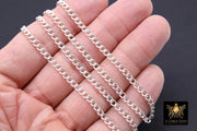 925 Sterling Silver Curb Chain, 5 mm Curb Chain, Unfinished Flat Curb Jewelry Chain