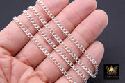 925 Sterling Silver Curb Chain, 5 mm Curb Chain CH# 834, Unfinished Flat Curb Jewelry Chain