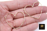 Gold Heart Hoop Ear Rings, 42 mm Silver Heart Shaped Charms #772, Textured High Quality