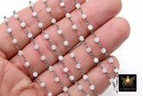 Rainbow Moonstone Chain, Black Wire Wrapped Faceted Chains CH #458, White Gemstone Chains