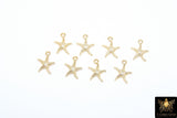 Gold Starfish Seashell Charm, 2 Pc Gold Tiny Nautical Starfish Seashells #529, Mini Beach Shells