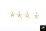 Gold Starfish Seashell Charm, 2 Pc Gold Tiny Nautical Starfish Seashells #529, Mini Beach Shells