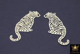 Gold Tiger Charm, Reversible Gold Plated Striped Tiger Body AG #3325, 22 x 54 mm LSU Animal