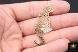 Gold Tiger Charm, Reversible Gold Plated Striped Tiger Body AG #3325, 22 x 54 mm LSU Animal