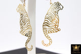 Gold Tiger Charm, Reversible Gold Plated Striped Tiger Body AG #3325, 22 x 54 mm LSU Animal