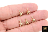 Gold Starfish Seashell Charm, 2 Pc Gold Tiny Nautical Starfish Seashells #529, Mini Beach Shells