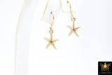 Gold Starfish Seashell Charm, 2 Pc Gold Tiny Nautical Starfish Seashells #529, Mini Beach Shells