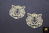 Gold Tiger Head Charm, Reversible Gold Plated Striped Tiger Head AG# 3232, 43 mm LSU Animal Head Beads Charms