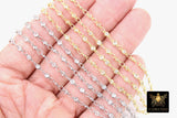 3mm Gold Mixed CZ Chain By The Yard, Silver Genuine Cubic Zirconia Chain CH# 560, By The Foot