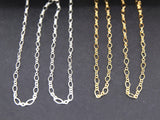 925 Sterling Silver Paperclip Jewelry Chains, 4.8 mm 14 K Gold Filled CH #805, Drawn Flat Rolo