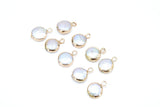 Freshwater Pearl Charms, Gold Round White Charms # 2650, 9 mm Natural Shell