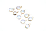 Freshwater Pearl Charms, Gold Round White Charms # 2650, 9 mm Natural Shell