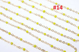 Dainty Beaded Satellite Enamel Chain, Rainbow Jewelry Chain CH #621,By Yard Unfinished, Gold 18 Color