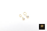 14 K Gold Filled CZ Charm, 3 mm Clear Round Charm with Jump Rings AG #3251, Birthday Permanent Jewelry