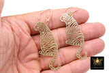 Gold Tiger Head Earrings, 14 K Gold Filled Hook Ear Wires AG #93, Dangle LSU Gameday Jewelry