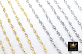 3mm Gold CZ Chain By The Yard, Silver Genuine Cubic Zirconia Chain CH# 560, By The Foot