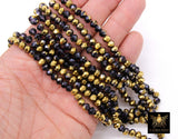 Purple and Gold Beads, Plated Titanium Black and Gold Beads BS #21, 6 x 8 or 5 x 6 mm 15.3 inch Strands