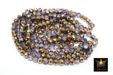 Gold and Lavender Beige Electroplated Bead Strand, Light Purple and Gold beads BS #33, size 6 x 8mm or 8 x 10 mm